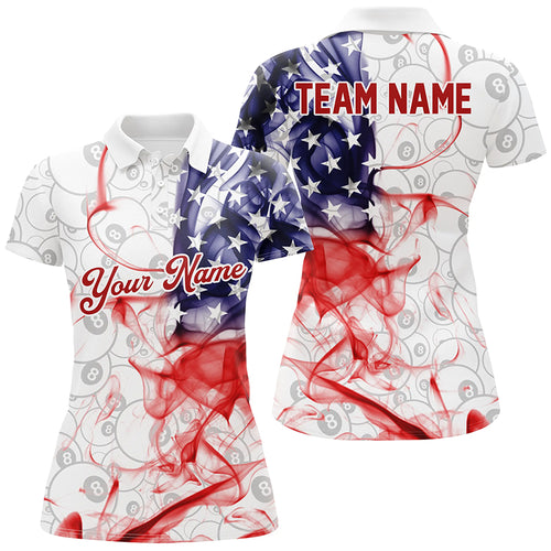 Personalized 3D American Flag Performance 8 Ball Billiard Women Polo Shirts Custom Patriotic Gifts TDM0374