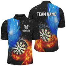 Load image into Gallery viewer, 3D Dartboard In Fire And Water Custom Dart Shirts For Men, Black Grunge Dart Jerseys Team Uniform TDM2770