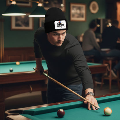 Personalized Multicolor Billiard Knit Beanie Hat With Rectangle Patch Custom Billiard Knit Cap TDM5016