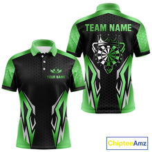 Load image into Gallery viewer, Black And Green Funny Crown Darts Shirt For Men Custom Darts Jerseys Team Polo &amp; Quarter Zip TDM5017