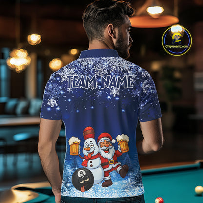 Funny Santa And Beer 8 Ball Billiard Shirts For Men Custom Christmas Gifts For Pool Players TDM5222
