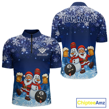 Funny Santa And Beer 8 Ball Billiard Shirts For Men Custom Christmas Gifts For Pool Players TDM5222