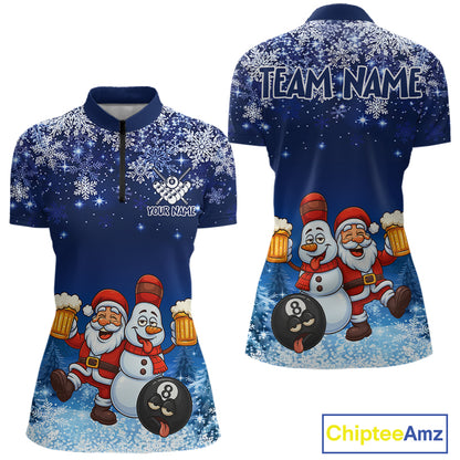 Funny Santa And Beer 8 Ball Billiard Shirts For Women Custom Christmas Gifts For Pool Players TDM5222