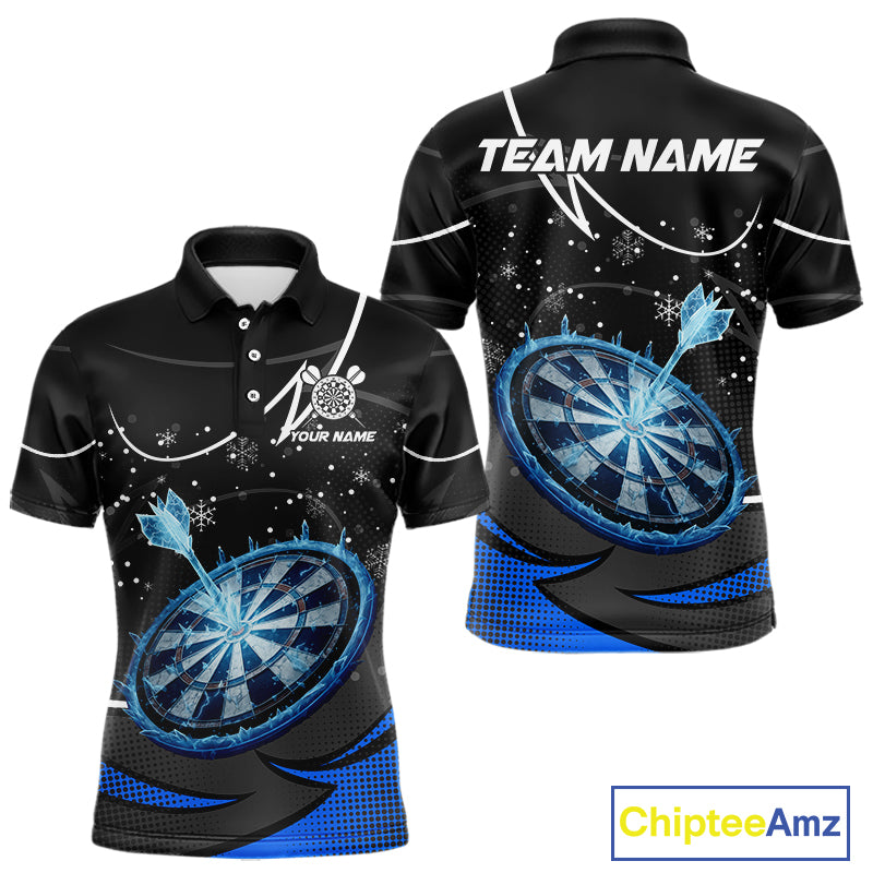 Blue Dartboard Frozen Ice Darts Shirt For Men Custom Darts Jersey Team Polo & Quarter Zip TDM5226
