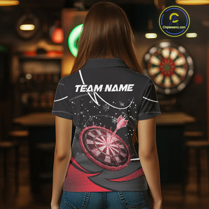 Red Dartboard Frozen Ice Darts Shirt For Women Custom Darts Jersey Team Polo & Quarter Zip TDM5227