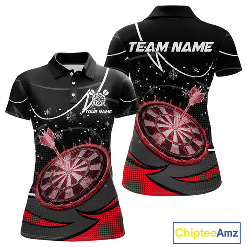 Red Dartboard Frozen Ice Darts Shirt For Women Custom Darts Jersey Team Polo & Quarter Zip TDM5227