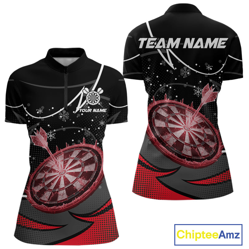 Red Dartboard Frozen Ice Darts Shirt For Women Custom Darts Jersey Team Polo & Quarter Zip TDM5227