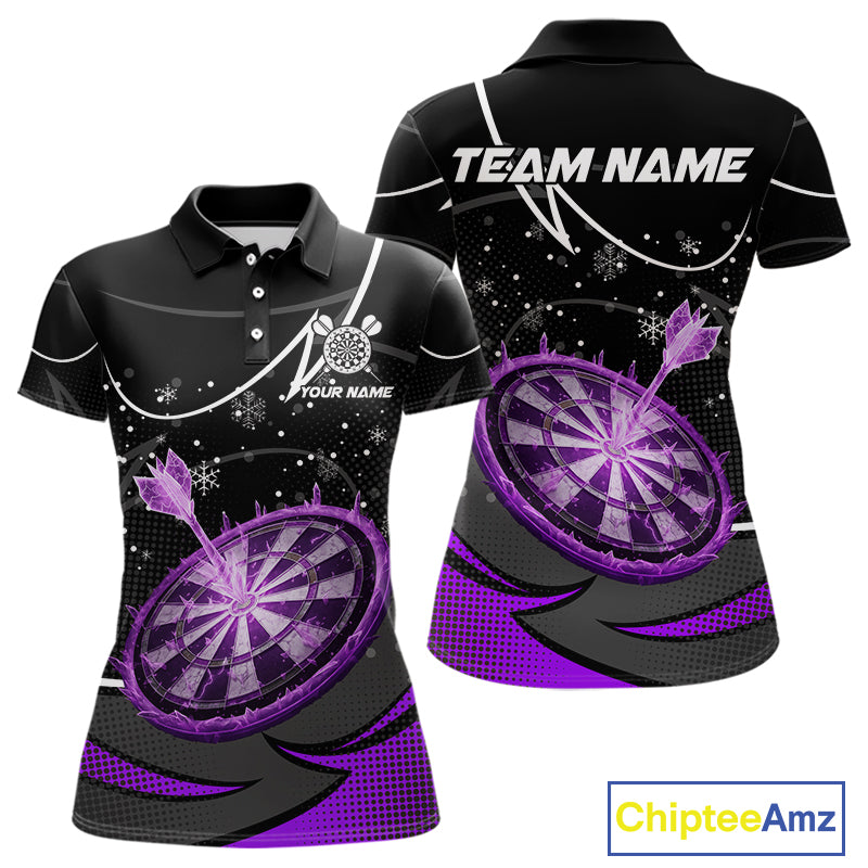 Purple Dartboard Frozen Ice Darts Shirt For Women Custom Darts Jersey Team Polo & Quarter Zip TDM5228