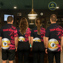 Load image into Gallery viewer, Red Flaming 8 Ball &amp; 9 Ball Billiard Shirt For Men Custom Pool Team Jersey Polo &amp; Quarter Zip TDM5481