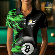 Load image into Gallery viewer, Green Flaming 8 Ball &amp; 9 Ball Billiard Shirt For Women Custom Pool Team Jersey Polo &amp; 1/4 Zip TDM5482