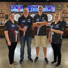 Load image into Gallery viewer, Personalized Texas Flag Smoke Darts Polo &amp; Quarter Zip For Women Custom Texas Darts Team Jersey TDM5487