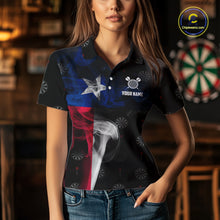 Load image into Gallery viewer, Personalized Texas Flag Smoke Darts Polo &amp; Quarter Zip For Women Custom Texas Darts Team Jersey TDM5487
