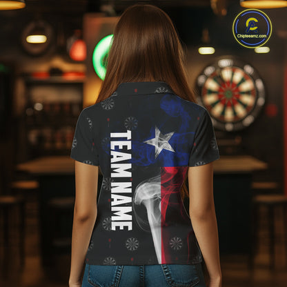 Personalized Texas Flag Smoke Darts Polo & Quarter Zip For Women Custom Texas Darts Team Jersey TDM5487