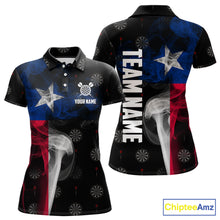 Load image into Gallery viewer, Personalized Texas Flag Smoke Darts Polo &amp; Quarter Zip For Women Custom Texas Darts Team Jersey TDM5487