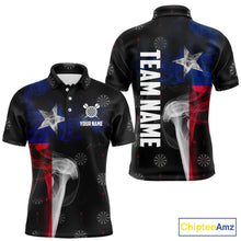 Load image into Gallery viewer, Personalized Texas Flag Smoke Darts Polo &amp; Quarter Zip For Men Custom Texas Darts Team Jersey TDM5487