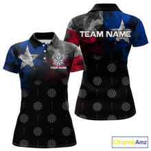 Load image into Gallery viewer, Personalized Texas Flag Smoke Darts Shirt For Women Custom Texas Darts Team Jersey Polo &amp; 1/4 Zip TDM5488