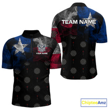 Load image into Gallery viewer, Personalized Texas Flag Smoke Darts Shirt For Men Custom Texas Darts Team Jersey Polo &amp; 1/4 Zip TDM5488
