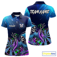 Load image into Gallery viewer, Funny Grim Reaper Blue Purple Galaxy Dart Shirts With Pocket Option For Women TDM5490