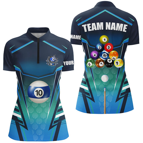 10 Ball Pool Billiard Jerseys Custom Quarter-Zip Shirts For Women Best Billiard Team Shirts  TDM0926