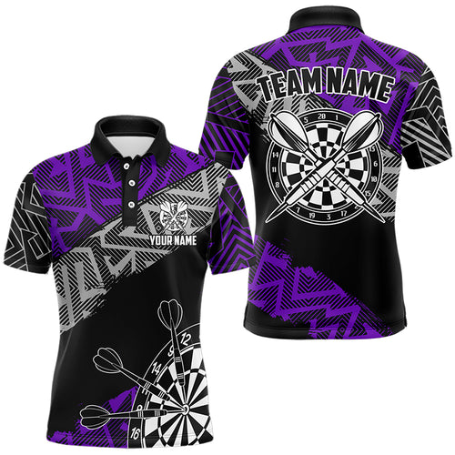 Custom Darts Shirts For Men Personalized Zig-Zag Pattern Dart Jerseys, Cool Dart Shirts |Blue TDM3444