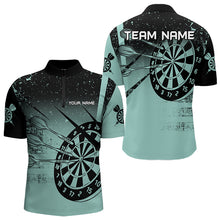 Load image into Gallery viewer, Personalized Grunge Turquoise Darts Polo &amp; Quarter Zip Custom Dart Shirts For Men Darts Team Jersey TDM3446