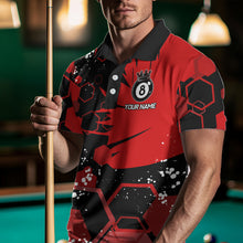 Load image into Gallery viewer, Personalized Black Red 8 Ball Crown Hexagon Billiard Shirts For Men, Pool Billiard Team Jerseys TDM3588
