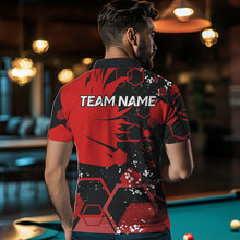 Load image into Gallery viewer, Personalized Black Red 8 Ball Crown Hexagon Billiard Shirts For Men, Pool Billiard Team Jerseys TDM3588