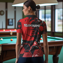 Load image into Gallery viewer, Personalized Black Red 8 Ball Crown Hexagon Billiard Shirts For Women, Pool Billiard Team Jerseys TDM3588