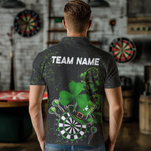 Load image into Gallery viewer, Luckiest Green Shamrock Black Grunge Dart Shirts For Men Custom St Patrick Day Dart Team Jerseys TDM3591
