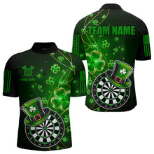 Load image into Gallery viewer, Green Glowing Shamrock  Luckiest Dart Shirts For Men Custom St Patrick Day Dart Jerseys Outfit TDM3592