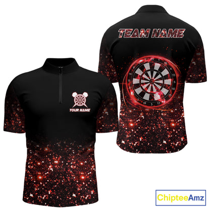 Black And Red Custom Light Darts Polo & Quarter Zip For Men, Darts Jersey Team Outfit TDM5945