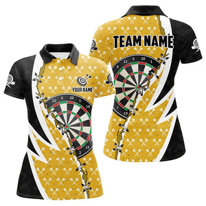 Personalized Darts Board Black Yellow Darts Polo Shirts For Women Custom Darts Team Jerseys Attire TDM1255