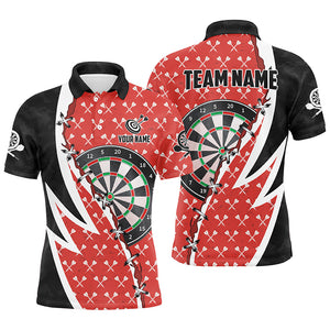 Personalized Darts Board Black Red Darts Polo Shirts For Men Custom Darts Team Jerseys Attire TDM1256