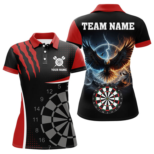 Personalized 3D Eagle Darts Board Thunder Lightning Women Dart Polo Shirts Custom Dart Jerseys |Red TDM1260
