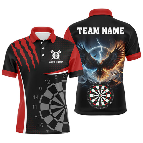 Personalized 3D Eagle Darts Board Thunder Lightning Men Dart Polo Shirts Custom Dart Jerseys |Red TDM1260