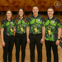Load image into Gallery viewer, Black And Green Funny Alligator Bowling Shirt For Women Custom Bowling Jersey Team Polo &amp; 1/4 Zip TDM6109