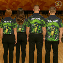 Load image into Gallery viewer, Black And Green Funny Alligator Bowling Shirt For Women Custom Bowling Jersey Team Polo &amp; 1/4 Zip TDM6109