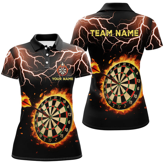 Personalized Fire Darts Board Thunder Lightning Custom Women Dart Polo Shirts, Darts Team Jerseys TDM1469