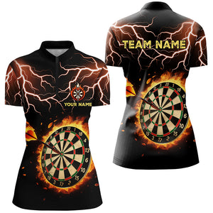 Personalized Fire Darts Board Thunder Lightning Women Quarter-Zip Shirts, Darts Team Jerseys TDM1469