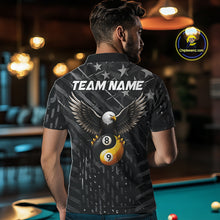 Load image into Gallery viewer, Black US Flag Yin And Yang Custom Eagle Billiard Shirts For Men, 8 Ball &amp; 9 Ball Pool Team Jersey TDM6532