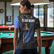 Load image into Gallery viewer, Black American Flag 8 Ball Billiard Shirt For Women Custom Billiard Team Jersey Polo &amp; 1/4 Zip |Blue TDM6536
