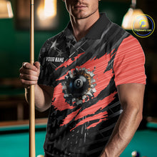 Load image into Gallery viewer, Black American Flag 8 Ball Billiard Shirt For Men Custom Billiard Team Jersey Polo &amp; 1/4 Zip |Red TDM6537