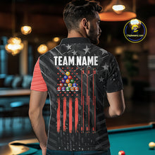 Load image into Gallery viewer, Black American Flag 8 Ball Billiard Shirt For Men Custom Billiard Team Jersey Polo &amp; 1/4 Zip |Red TDM6537