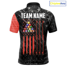 Load image into Gallery viewer, Black American Flag 8 Ball Billiard Shirt For Men Custom Billiard Team Jersey Polo &amp; 1/4 Zip |Red TDM6537