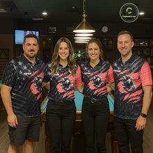 Load image into Gallery viewer, Black American Flag 8 Ball Billiard Shirt For Men Custom Billiard Team Jersey Polo &amp; 1/4 Zip |Red TDM6537