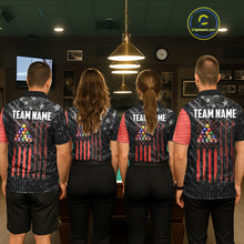 Load image into Gallery viewer, Black American Flag 8 Ball Billiard Shirt For Men Custom Billiard Team Jersey Polo &amp; 1/4 Zip |Red TDM6537
