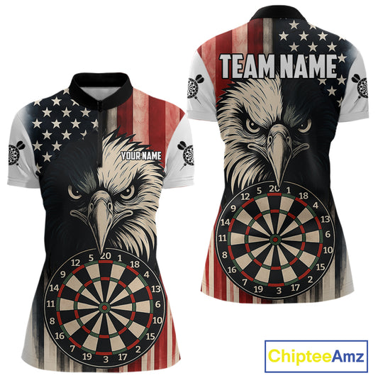 Personalized Vintage American Flag Eagle Darts Shirt For Women Custom Patriotic Darts Team Jerseys TDM4212