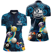 Load image into Gallery viewer, Personalized Blue Billiard Balls Gear Pattern Women Billiard Shirts Custom Colorful Billiard Jerseys TDM2041