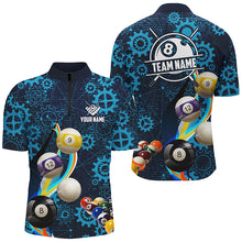Load image into Gallery viewer, Personalized Blue Billiard Balls Gear Pattern Men Billiard Shirts Custom Colorful Billiard Jerseys TDM2041