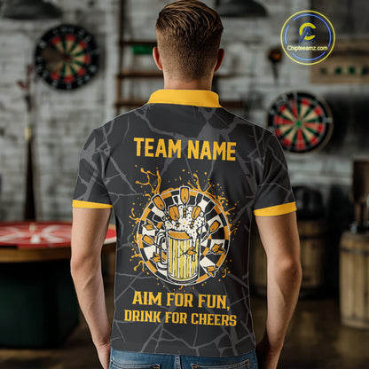 Funny Darts And Beer Aim For Fun Drink For Cheer Custom Men Darts Shirts, Drinking Darts Jerseys TDM4380